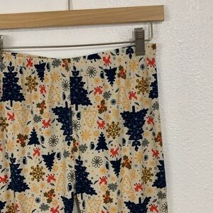 Holiday Christmas Winter Print Leggings Size L